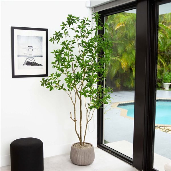 Nearly Natural 7-ft H Green Artificial Minimalist Japanese Pieris Tree w/ Realistic Touch Leaves