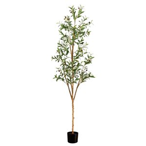 Nearly Natural 6-ft H Green Artificial Olive Tree w/ Natural Trunk