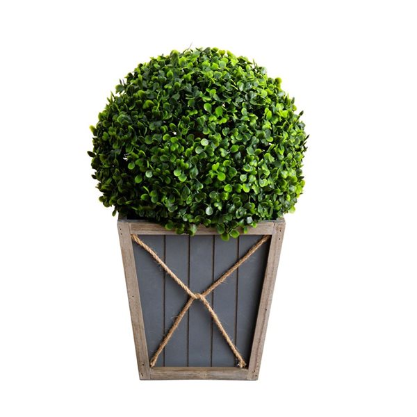 Nearly Natural 18-in H Green Artificial Boxwood Ball Topiary w