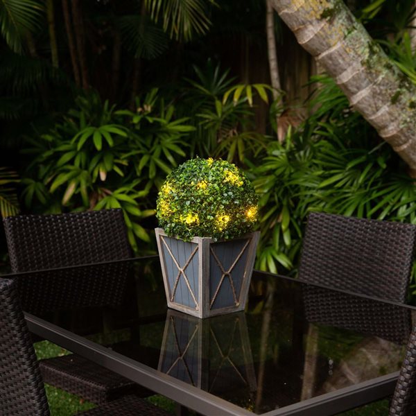 Nearly Natural 18-in H Green Artificial Boxwood Ball Topiary w