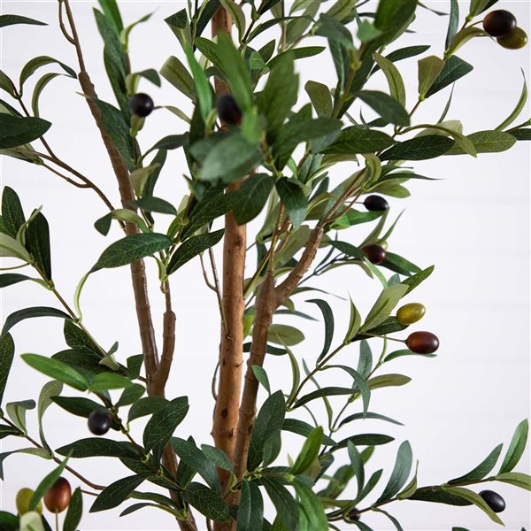 Nearly Natural 7-ft H Green Artificial Olive Tree w/ Natural Trunk