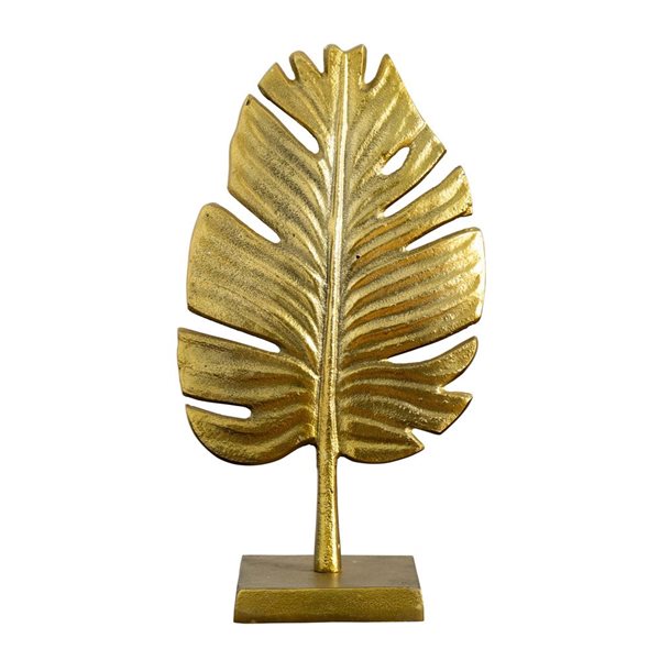 Nearly Natural 15.5-in H Gold Aluminum Decorative Leaf-Shaped Sculpture