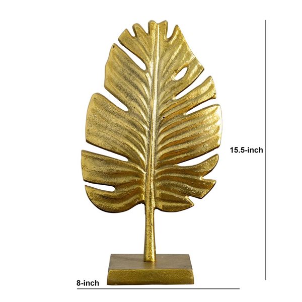 Nearly Natural 15.5-in H Gold Aluminum Decorative Leaf-Shaped Sculpture