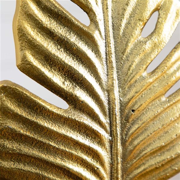 Nearly Natural 15.5-in H Gold Aluminum Decorative Leaf-Shaped Sculpture