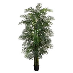 Nearly Natural 10-ft H Green Artificial Areca Palm Tree in Black Pot