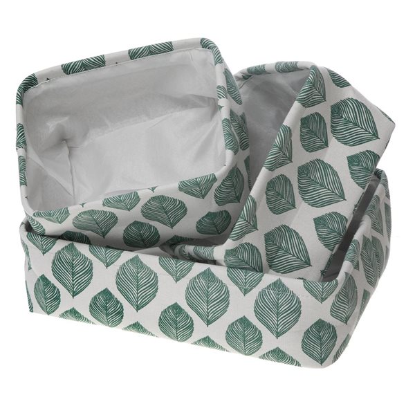 iH casadécor Storage Caddy Cloth Leaf Print Set of 3