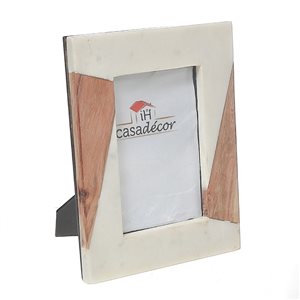 iH casadécor White Marble & Wooden Picture Frame 6X4