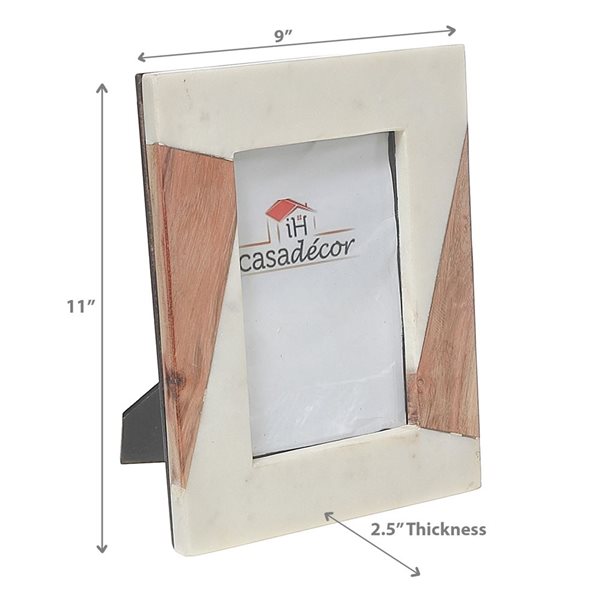 iH casadécor White Marble & Wooden Picture Frame 6X4