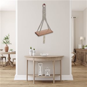 Support mural en macramé IH Casa Decor avec étagère en bois