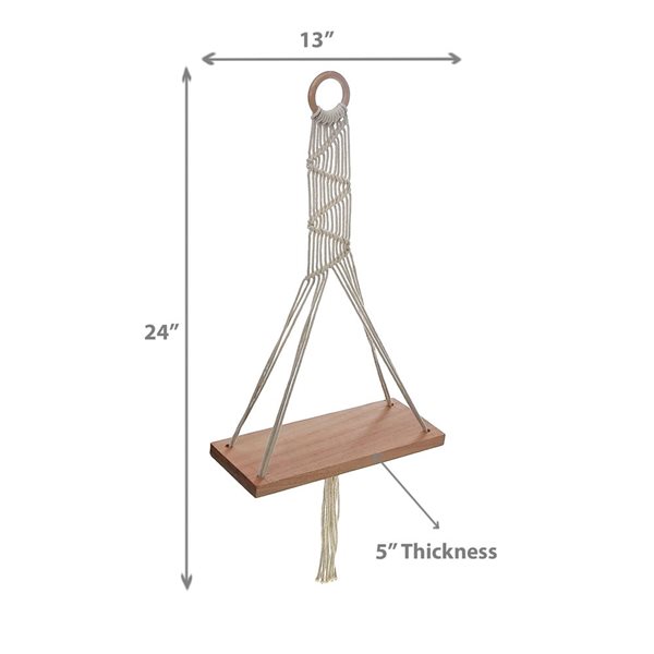 iH casadécor Macrame Wall Hanger With Wooden Shelf