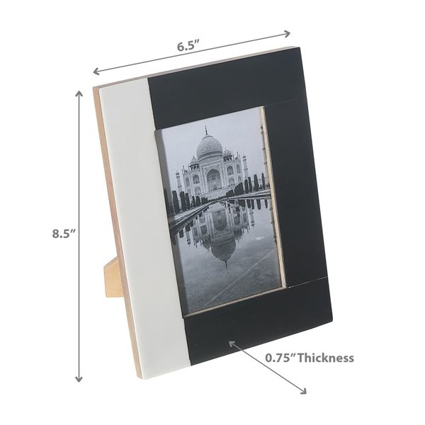 iH casadécor 4X6 Black & White Inlay Photo Frame