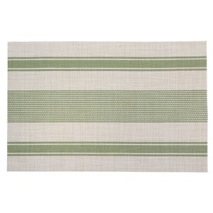 iH casadécor Vinyl Placemat Bistro Stripe Green 12 X 18 - Set of 12