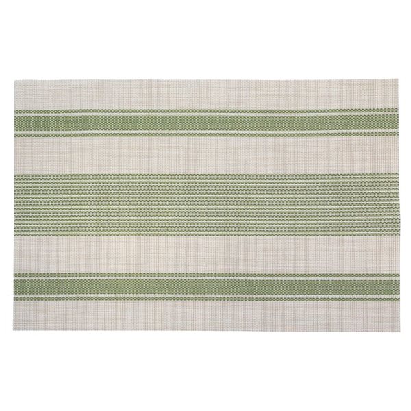 iH casadécor Vinyl Placemat Bistro Stripe Green 12 X 18 - Set of 12