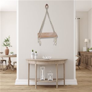 Cintre mural IH Casa Decor en corde de coton avec étagère en bois