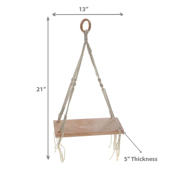 iH casadécor Cotton Rope Wall Hanger With Wooden Shelf