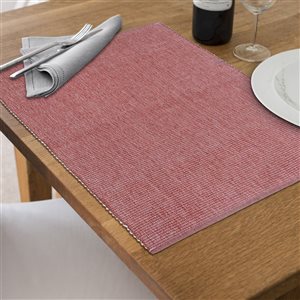 Lot de 12 napperons côtelé en chambray IH Casa Decor gris 13 x 19 po
