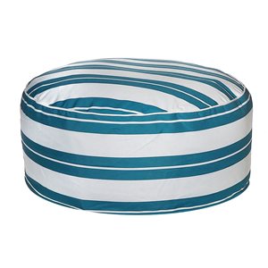 iH casadécor Boston Outdoor Cabana Stripe Inflatable Pouf Teal 22 X 22