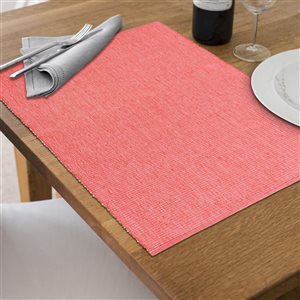 Lot de 12 napperons côtelé en chambray IH Casa Decor corail 13 x 19