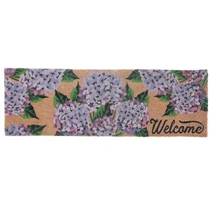 iH casadécor Coir Door Mat Hyrangea Welcome 10 X 30