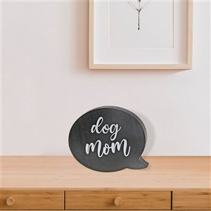 Panneau de message en bois avec bulle de dialogue IH Casa Decor « Dog Mom »