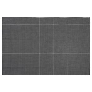 iH casadécor 4PC Woven Pvc Placemat Square Block Black 12 X 18 - Set of 3