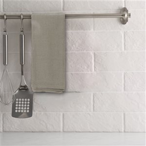 Lot de 3 linges à vaisselle IH Casa Decor en tissu gaufré Oxford à imprimé en bloc beige