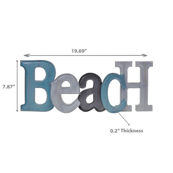 iH casadécor Embossed Metal Wall Sign Beach