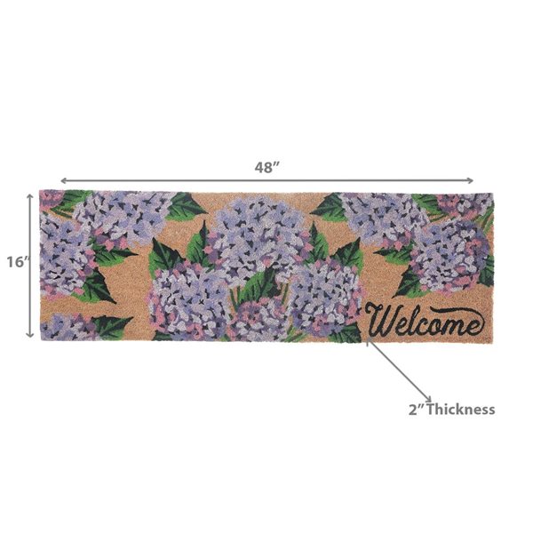 iH casadécor Coir Door Mat Hyrangea Welcome 16 X 48