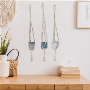 Pot suspendu en macramé IH Casa Decor, lot de 3