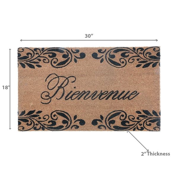 iH Casadécor Coir Door Mat Bienvenue Scroll 18 X 30