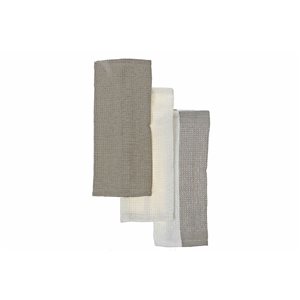 IH Casa Decor Dish Towel Set Of 3 PCs Block Print Oxford Tan