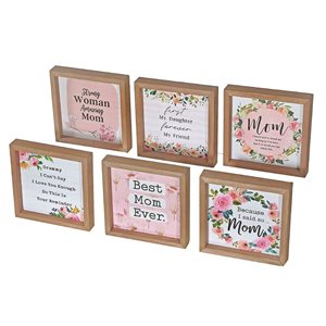 iH casadécor Framed Square Wood Block Mom Grandma Daughter - Set of 6