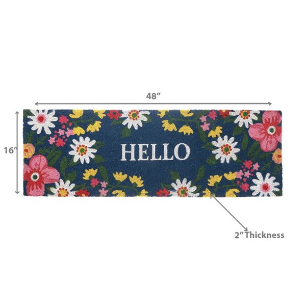 iH casadécor Coir Door Mat Floral Hello 16 X 48