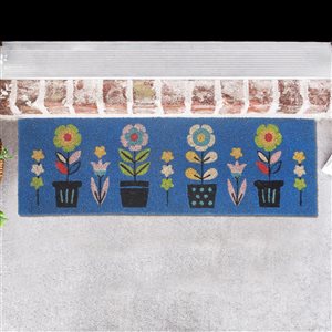 Tapis d'entrée IH Casa Decor en fibre de coco à trois motifs floraux 10 x 30