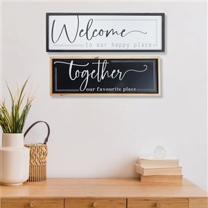 Panneau en bois encadré IH Casa Decor «Welcome Together», lot de 2