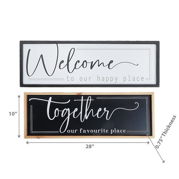 iH casadécor Framed Wooden Sign Welcome Together - Set of 2