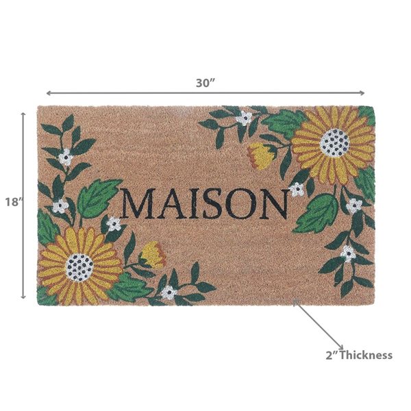 iH casadécor Coir Door Mat Sunflower Maison 18 X 30