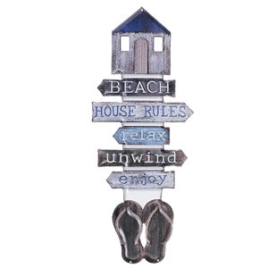 iH casadécor Embossed Metal Wall Sign Beach House Rules