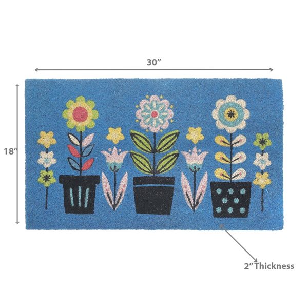 iH casadécor Coir Door Mat Triple Florals 18 X 30