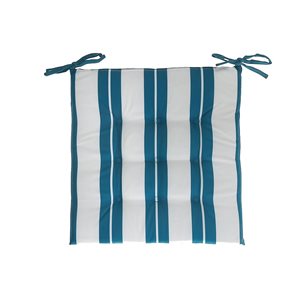 iH casadécor Boston Outdoor Cabana Stripe Tufted Chair Pad Teal 16 X 16 - Set of 2