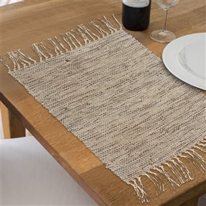 Lot de 12 napperons rectangulaire tissé à la main IH Casa Decor Noir Naturel 14 X 20