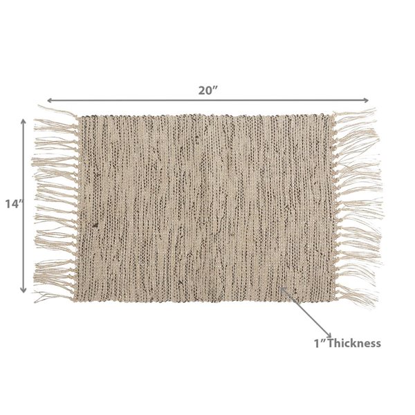 iH casadécor Rectangular Handloom Placemat Black Natural 14 X 20 - Set of 12