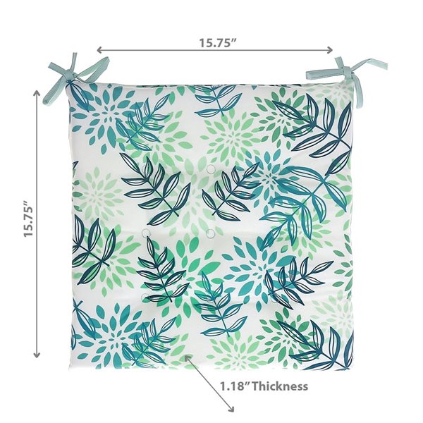 iH casadécor April Outdoor Tufted Chair Pad Leaves 16 x 16 - Set of 2