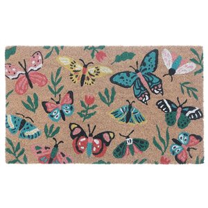 iH casadécor Coir Door Mat Garden Butterflies 18 X 30