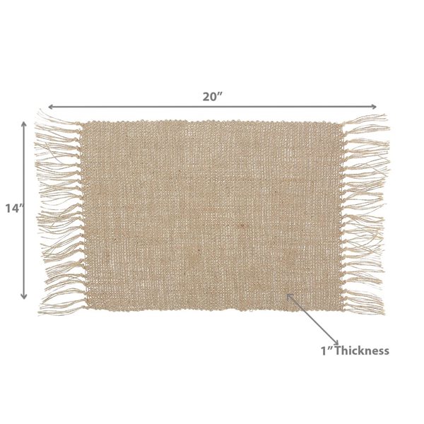 iH casadécor Rectangular Handloom Placemat White Natural 14 X 20 - Set of 12