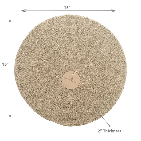 iH casadécor Jute Braided Round Plain Placemat 15 X 15 - Set of 12