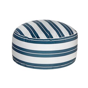 iH casadécor Boston Outdoor Cabana Stripe Inflatable Pouf Navy Blue 22 X 22