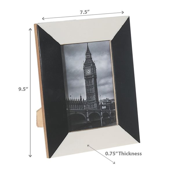 iH casadécor 5X7 Black & White Inlay Photo Frame