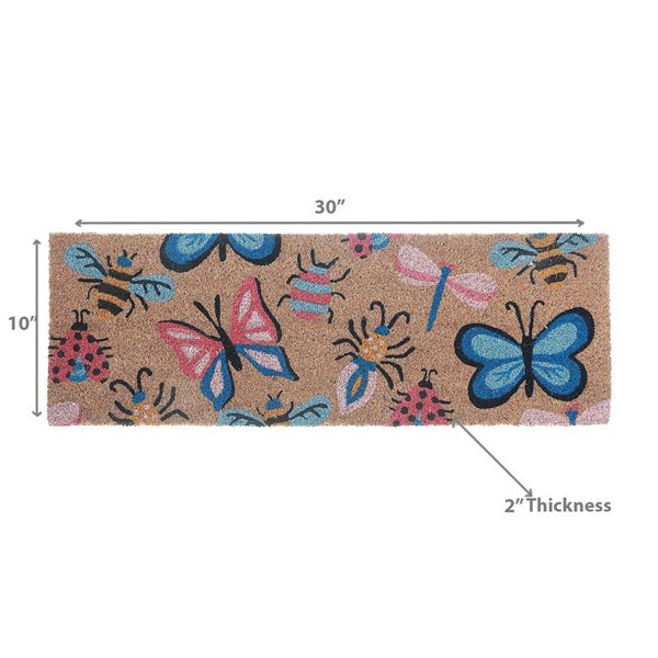 iH casadécor Coir Door Mat Butterflies & Bugs 10 X 30