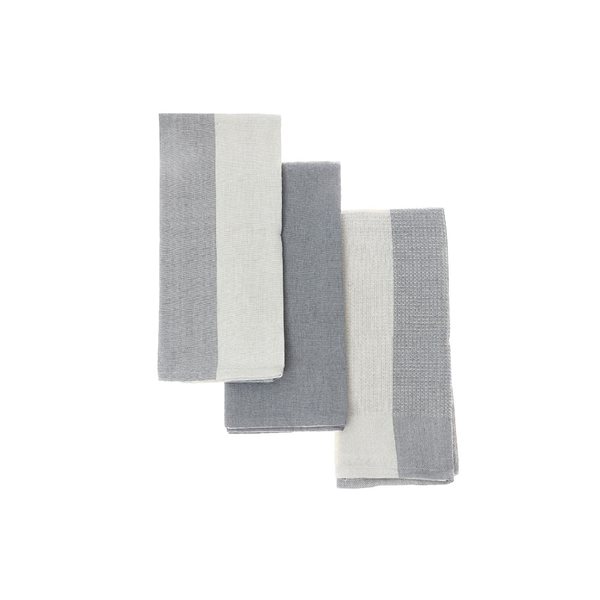 iH casadécor Kitchen Towel Set Of 3 PCs Block Print Drizzle